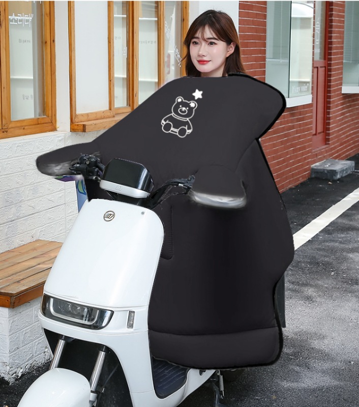 简约黑色款耐脏电动车挡风被加厚保暖冬季遮风套加宽侧翼挡风被详情15
