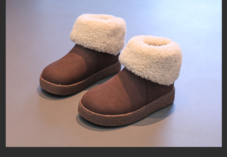 女童雪地靴儿童保暖鞋2024冬季新款毛毛翻边雪地棉中大童加绒短靴详情15