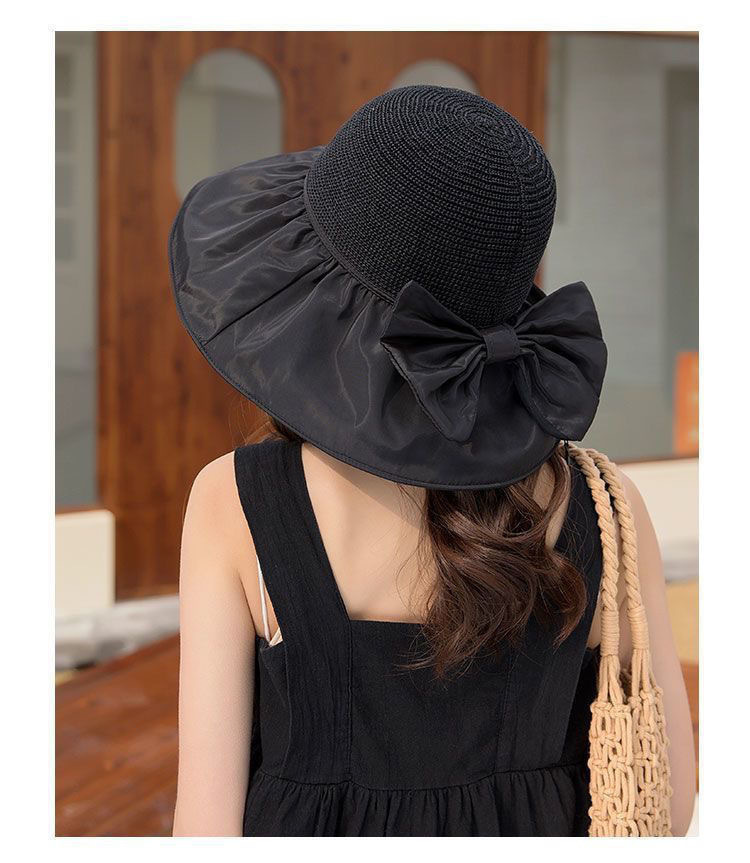 新款帽子女夏季遮阳帽可爱运动韩版防晒帽uv防晒蝴蝶结渔夫帽批发详情28