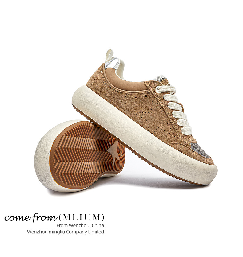 真皮做旧小白鞋女2025春季新款厚底板鞋休闲百搭星星女鞋复古单鞋详情20