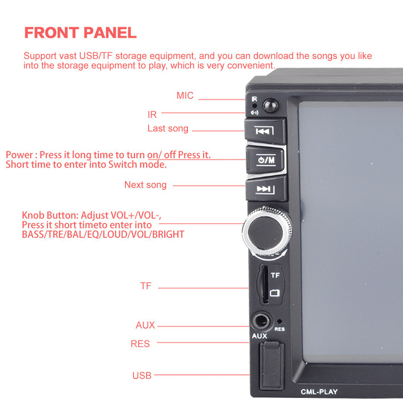 7寸汽车载双锭MP5/MP3蓝牙播放器插卡U盘收音机苹果安卓手机互联详情23