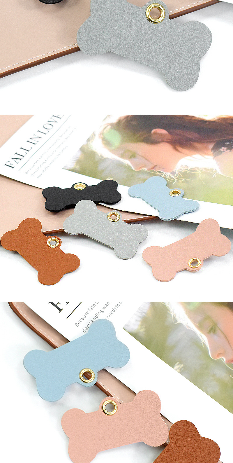 Comercio exterior transfronterizo hueso en forma de cuero multicolor para mascotas colgantes anti-lost cat dog tag listado fuera de pet dog tag pic 15
