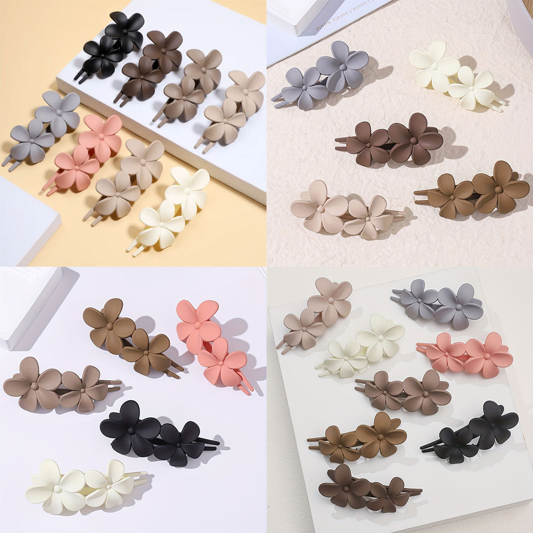 跨境新款拉丝鎏金鸡蛋花抓夹小号紫荆花编发碎发夹高级感金丝发饰详情4