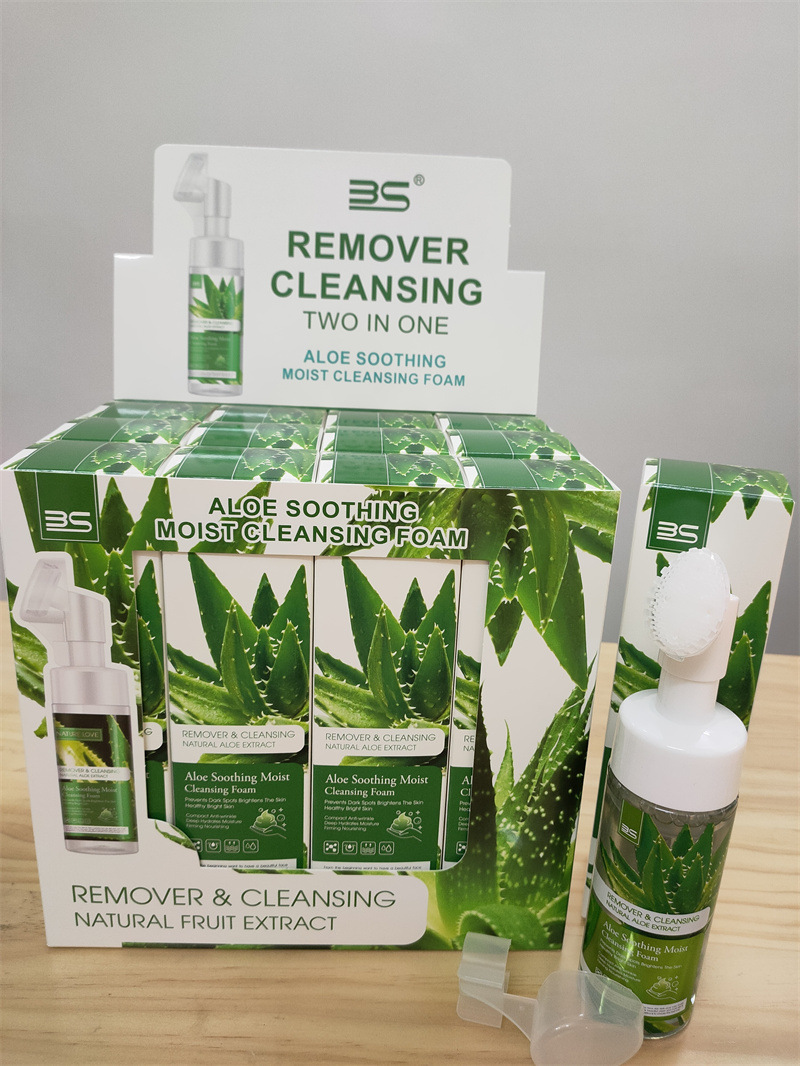 Cross-border aloe vera facial Cleanser for facial cleansing and pore shrinking, gentle foaming facial Cleanser, Mousse amino acid facial Cleanser pic 4