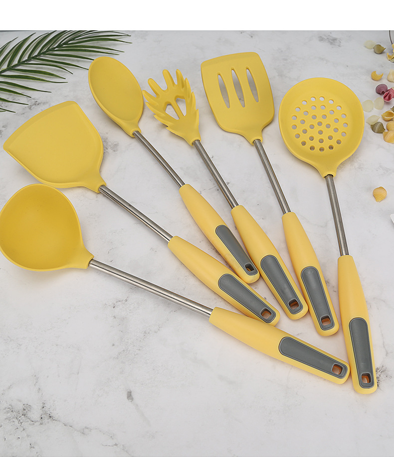 硅胶厨具7件套装 北欧风炒菜铲子家用锅铲炒勺子汤勺厨房厨具用品详情16