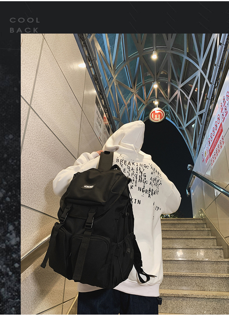 2022新款书包初高中大学生书包工装韩版简约大容量双肩背包详情12