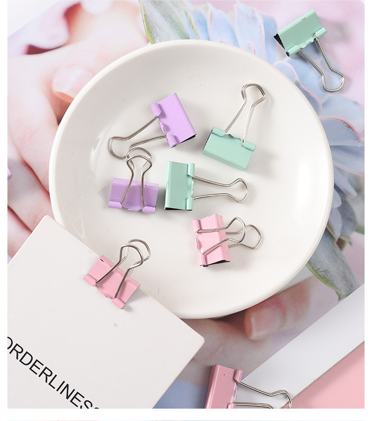 Fresh and cute long-tail clip, macaron-colored dovetail clip, 19mm, cute binding, student stationery iron clip set wholesale pic 18