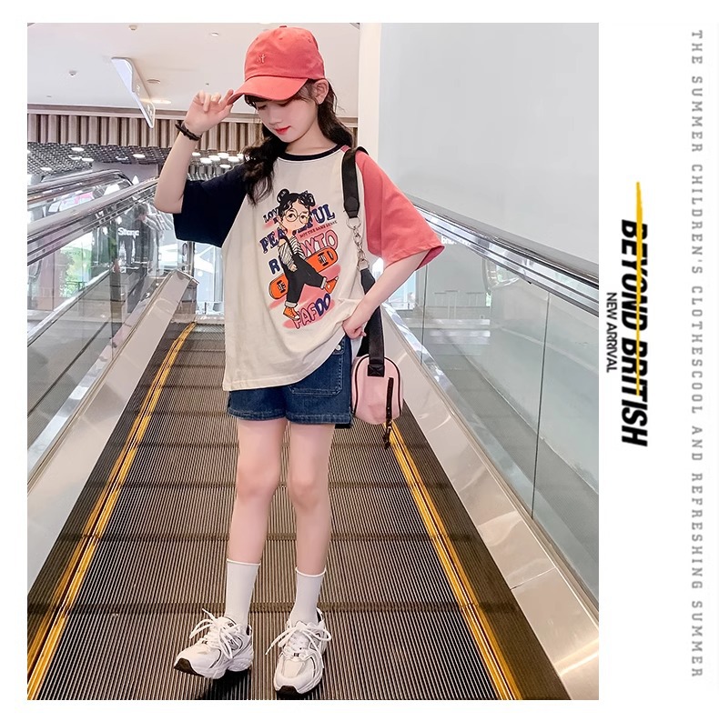 女童T恤2024新款夏季儿童纯棉短袖时髦宽松上衣夏装大童女孩网红详情8