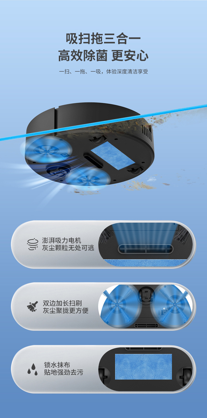 Wholesale of small household sweeping, sweeping and mopping all-in-one machines, mini sweeping robots, intelligent and fully automatic pic 6