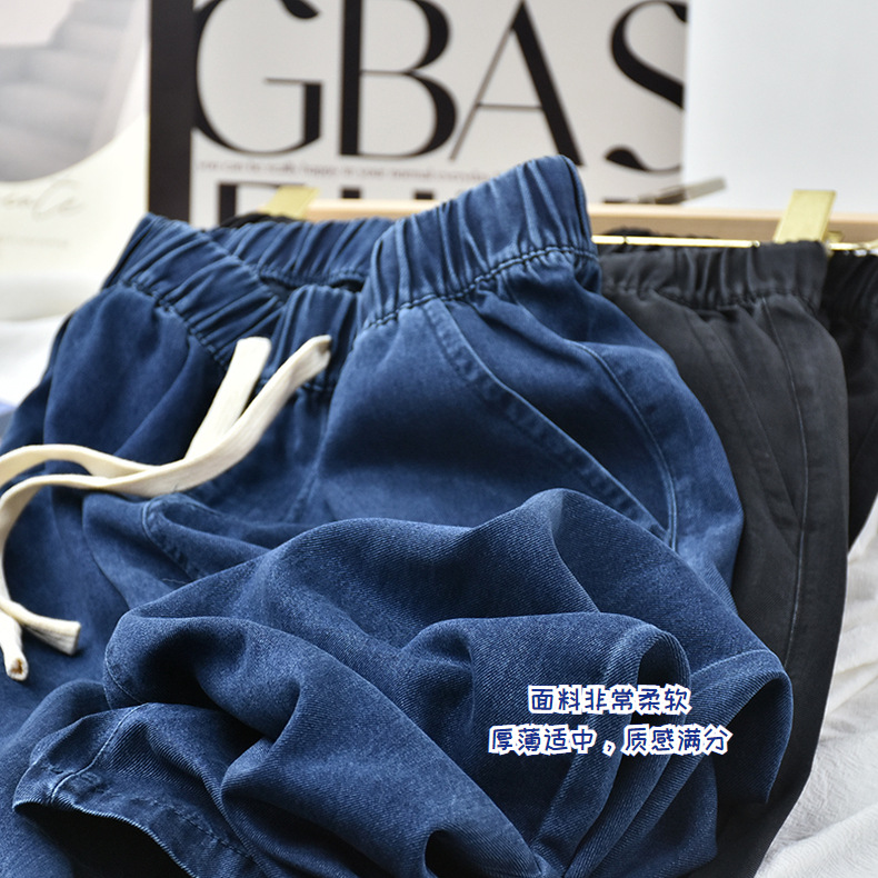 【天丝牛仔裤】2024春夏新款莱赛尔天丝棉牛仔直筒阔腿休闲女裤子详情15