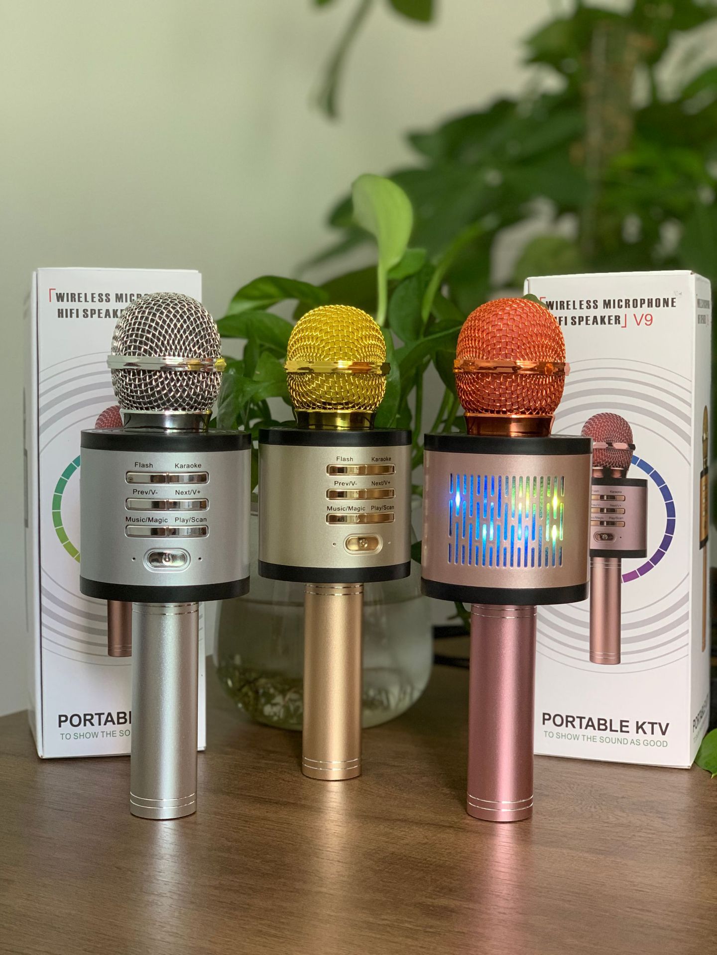 工厂直销 跨境新款手机蓝牙无线K歌电容麦克风话筒音响一体儿童K歌麦详情8