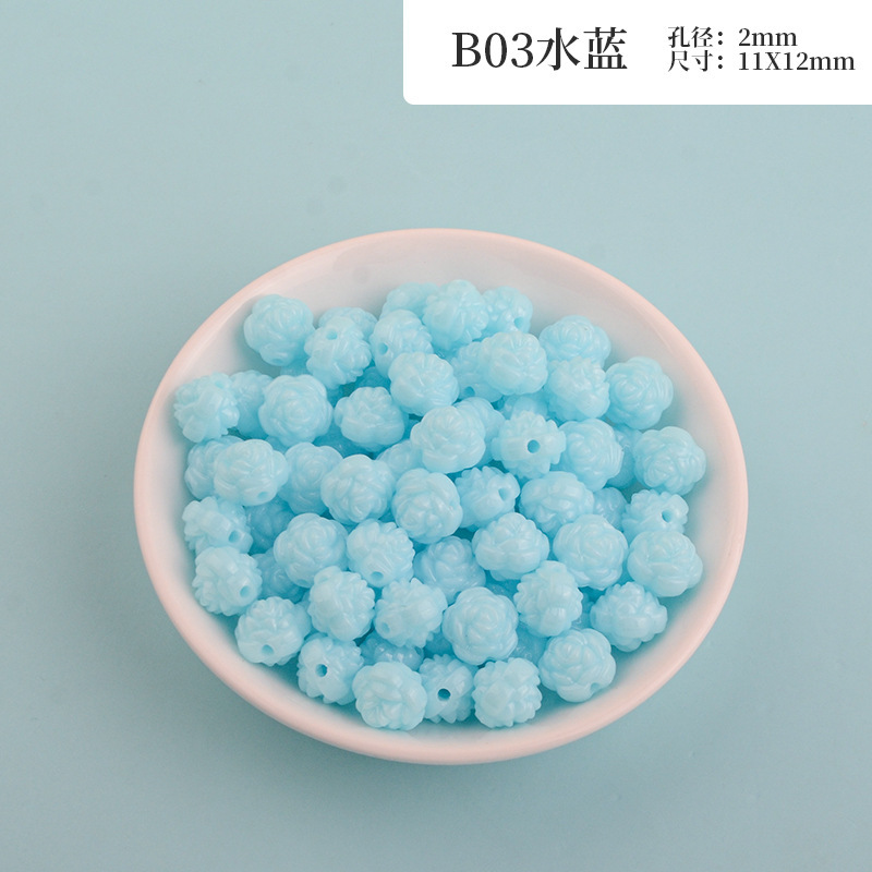 New macaron-colored camellia beads perforated solid rose loose beads diy beading material resin accessories pic 29