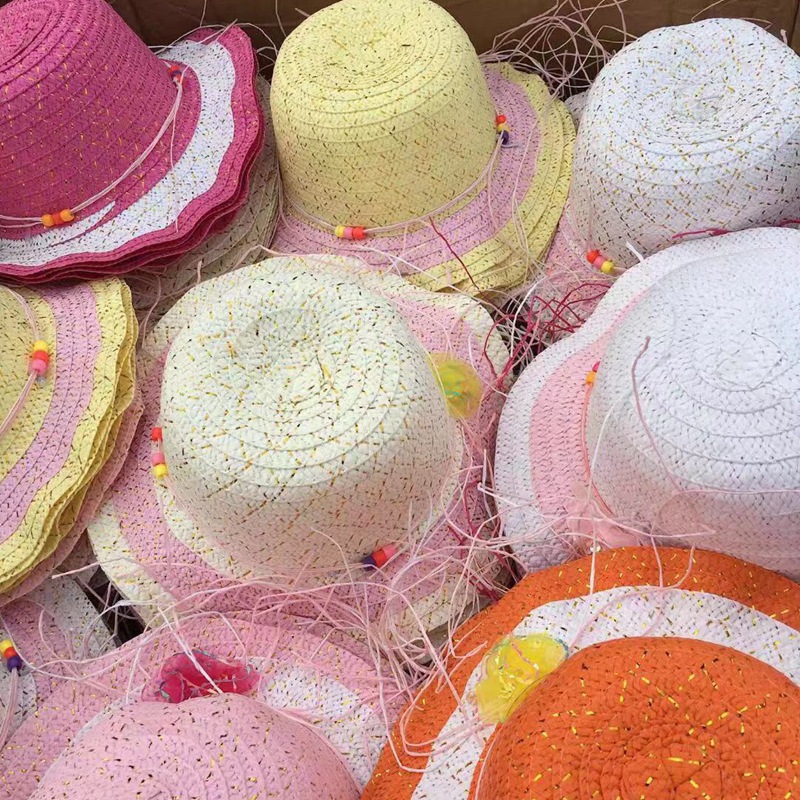 夏凉帽地摊景点热卖遮阳防晒大帽檐波浪草帽男女沙滩太阳帽10元详情35