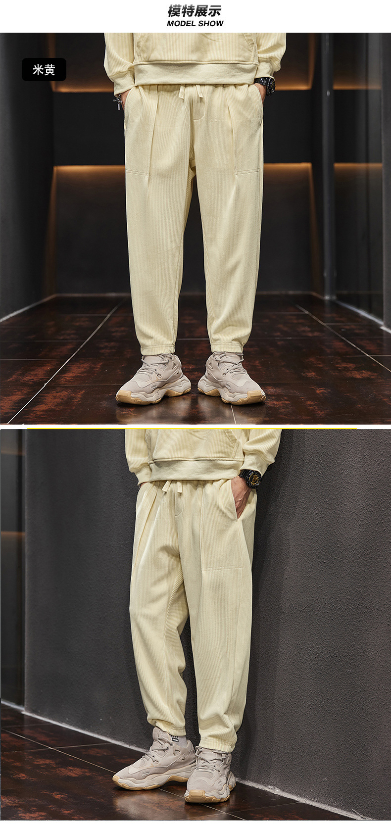 Corduroy casual pants for men, 2022 autumn/Winter new loose trendy brand tight-fitting sport pants, Harem pants with fleece sweatpants for men pic 9