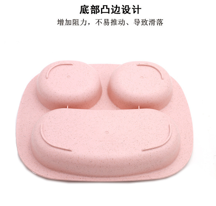 小麦秸秆儿童餐盘套装宝宝分格餐具儿童辅食碗幼儿园饭碗厂家直销详情6