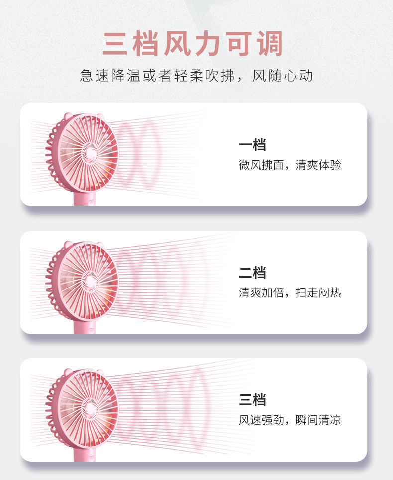 小风扇手持风扇便携式风扇充电usb电风扇礼品随身多档电扇详情4