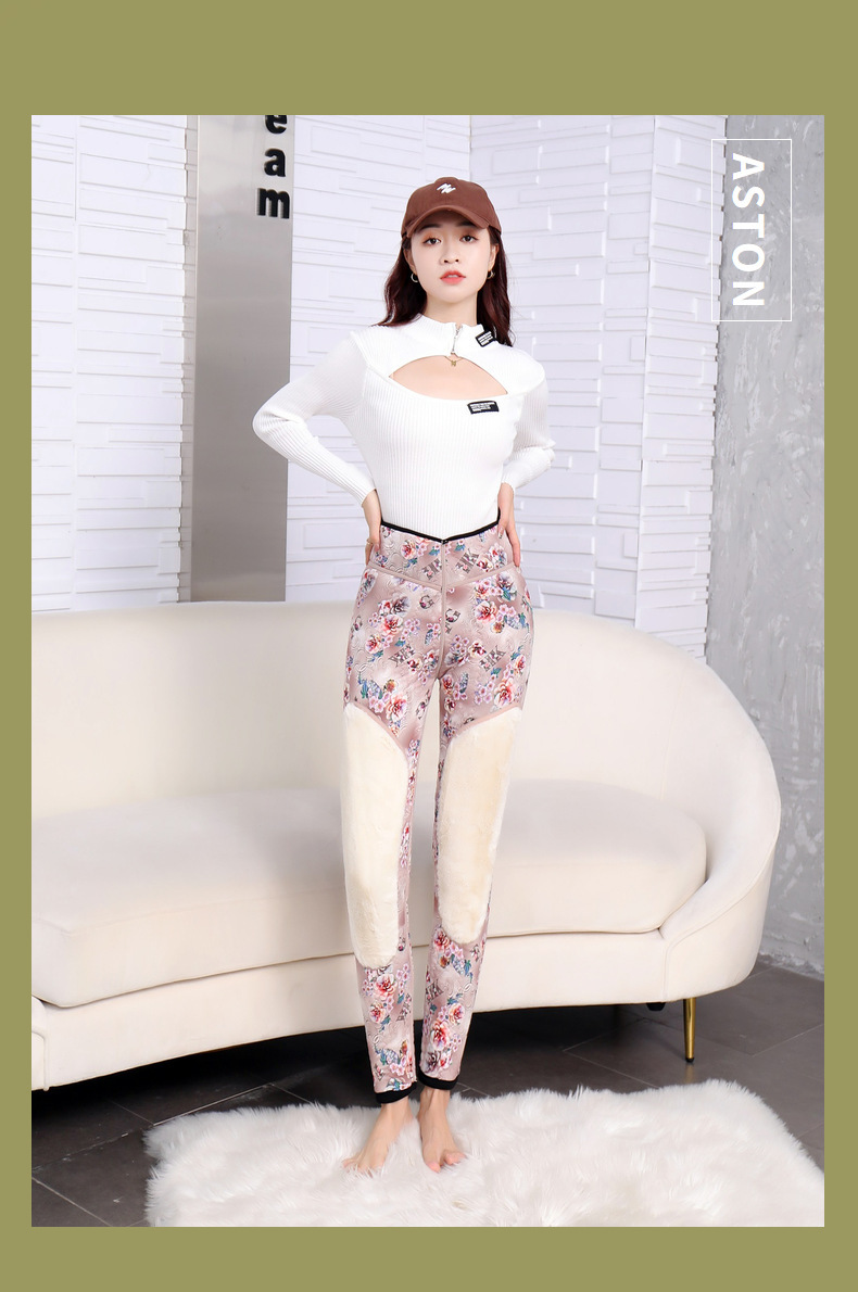 Woolen cotton pants for women to wear outside in winter, with added fleece, thickened, windproof, cold-resistant, knee protection, high-waisted, large-sized, and as a base layer for middle-aged and elderly people pic 6