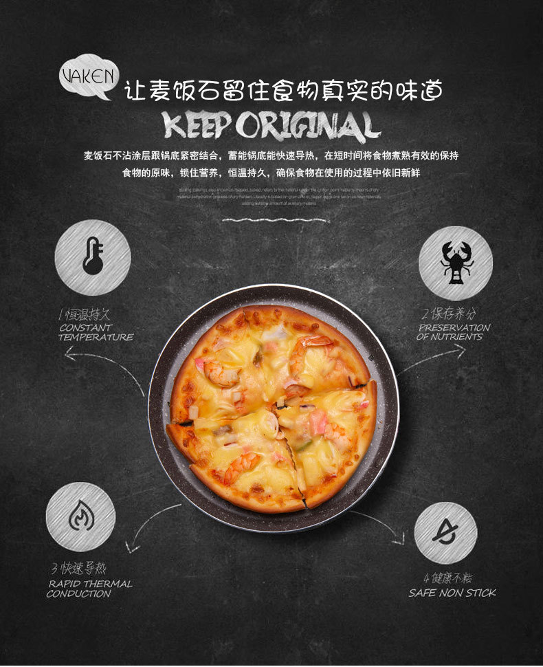 Pizza pan, non-stick pan, rice stone, flat bottom, multi-layered pancake, steak, poached egg, frying pan, household boiler, universal pic 7