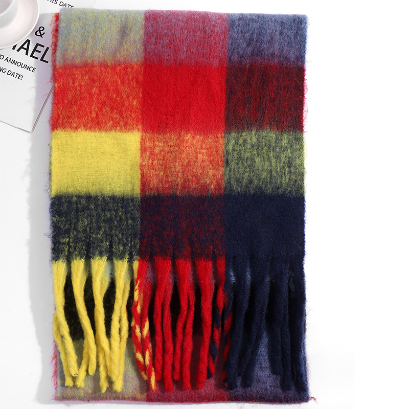 圈圈纱彩色AC格子围巾女冬季加厚保暖仿马海毛粗须仿羊绒披肩外贸详情42