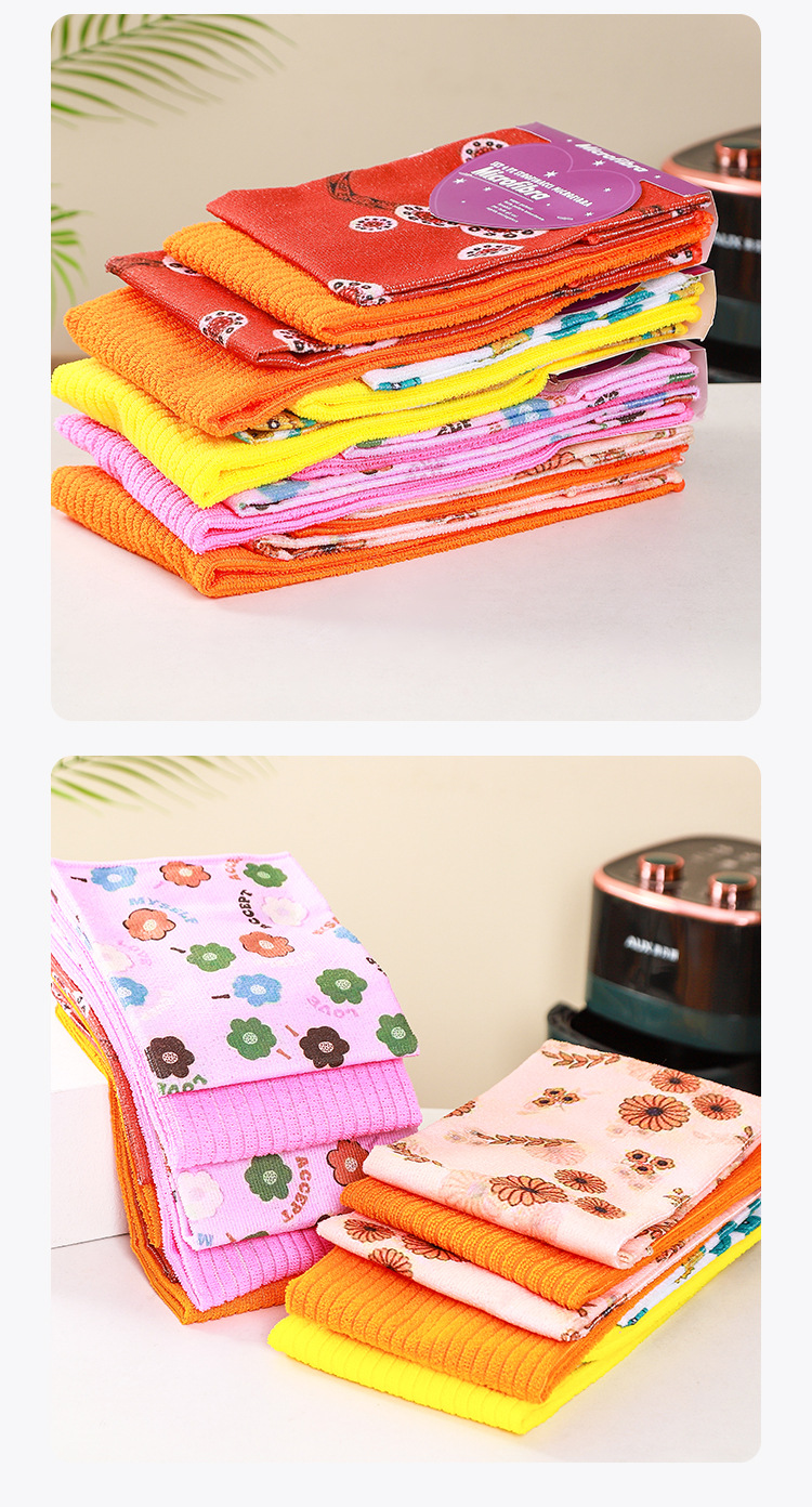 Dishwashing cloths, kitchen cleaning, printed table wiping cloths, oil-free, lint-free, absorbent cloths, wholesale dishwashing cloths pic 10