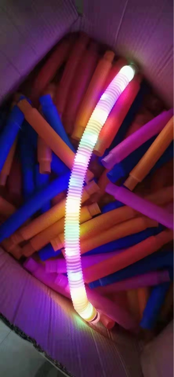 亚马逊跨境外贸poptub趣味发光彩色伸缩管儿童解压玩具拉伸塑料管详情10
