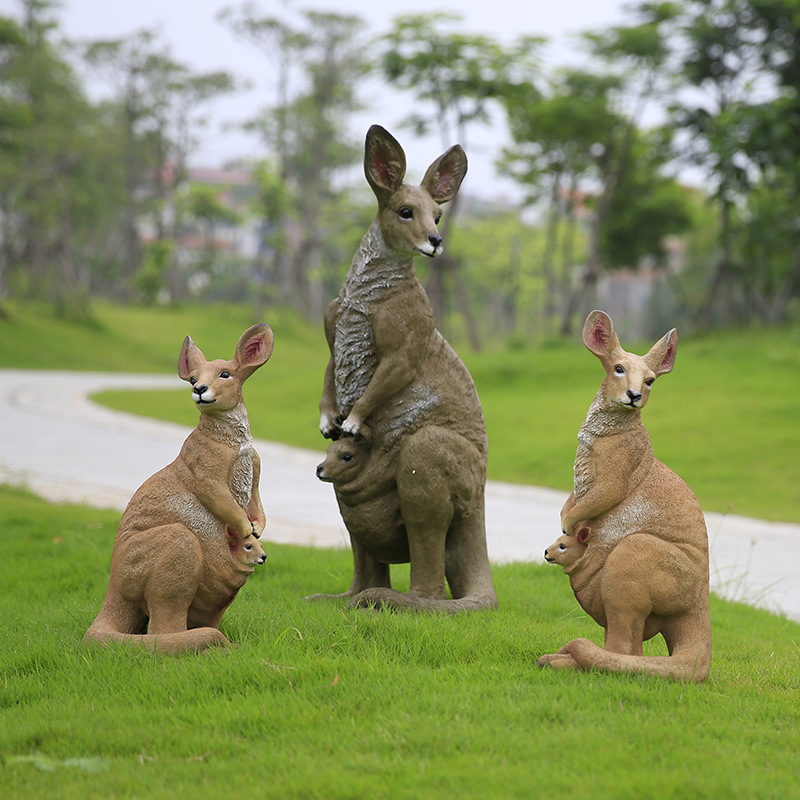户外仿真袋鼠动物模型树脂摆件庭院园林花园草地景观装饰厂家直供详情2