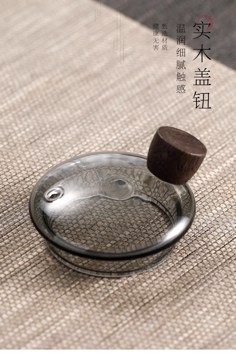日式玻璃茶壶 耐热茶水分离过滤泡茶壶 功夫茶具木把茶壶详情9