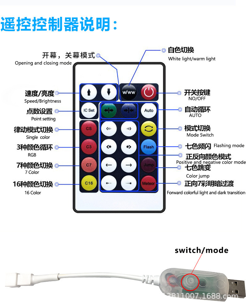 现货秒发烟花灯led幻彩音乐声控灯带流水全彩星空节日装饰氛围灯详情1