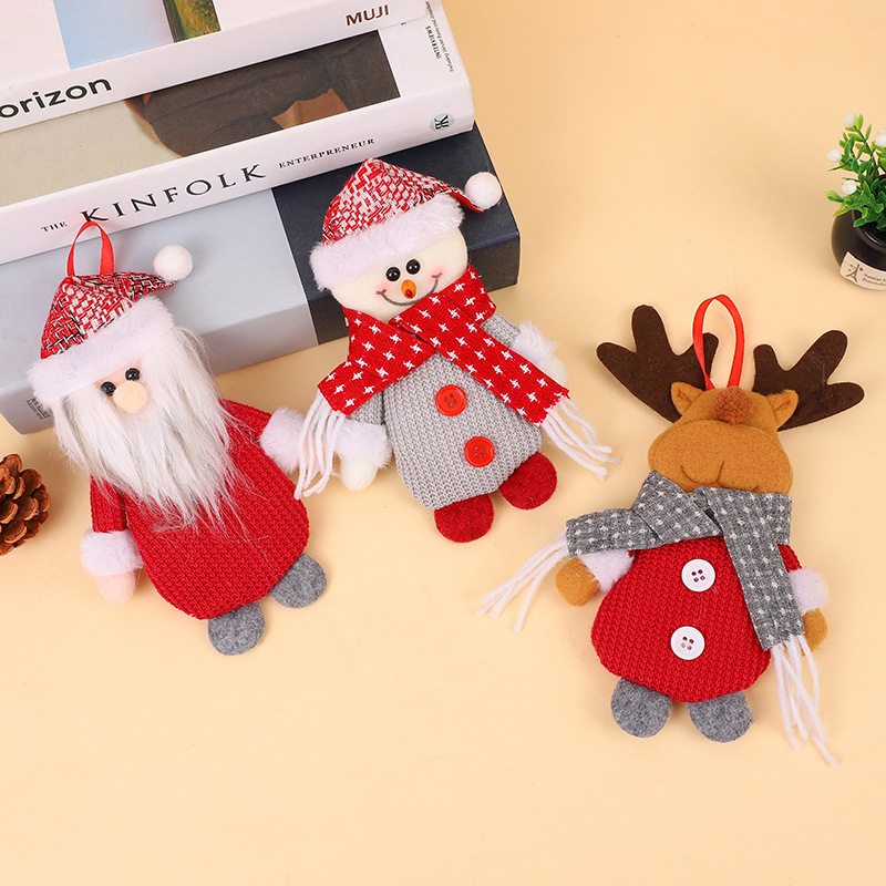 Christmas decorative fabric pendants, Santa Claus snowman reindeer Christmas doll pendants, Christmas tree pic 6