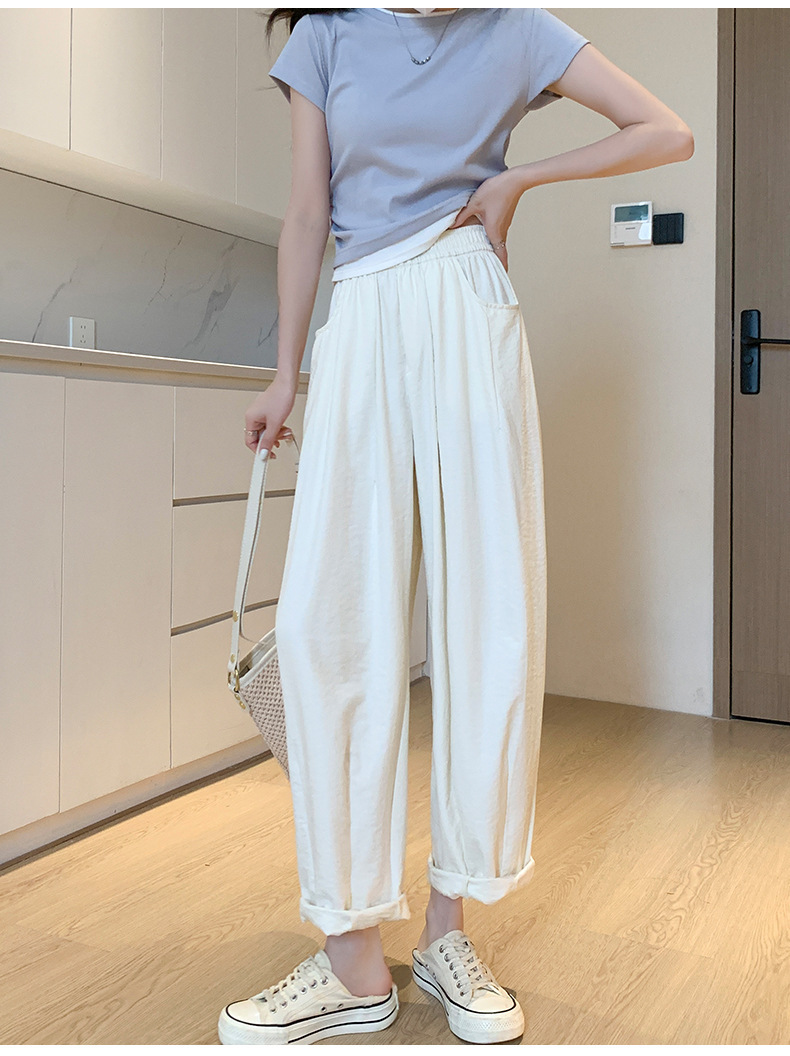 白色山本哈伦醋酸奶奶裤女2024夏季新款薄款高腰垂感休闲裤禅意裤详情11