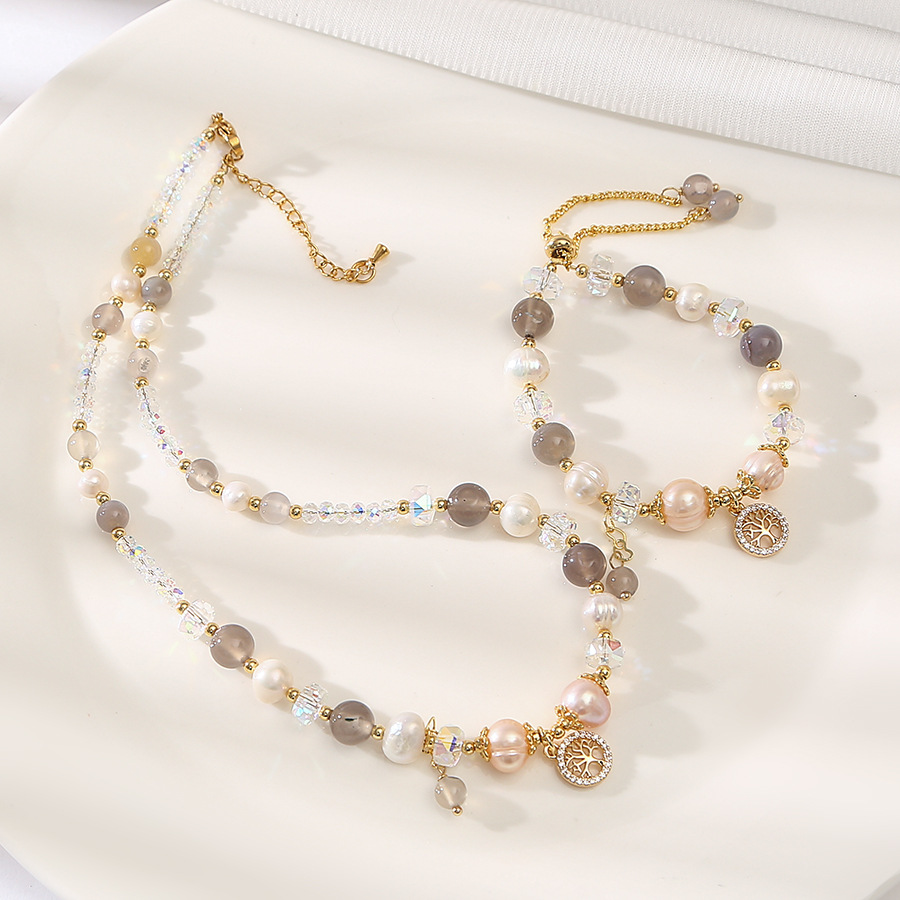 灰玛瑙巴洛克天然淡水珍珠百搭手链小众设计轻奢手镯闺蜜学生手饰详情4