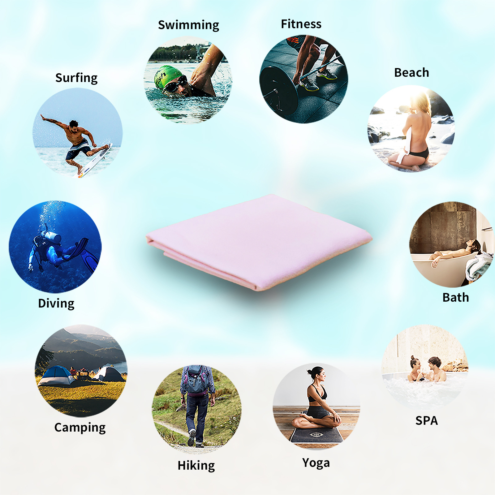 Ultra-fine fiber quick-drying double-sided fleece towel: soft, skin-friendly, quick-drying, sweat-absorbing, sports, travel, yoga, beach towel pic 7