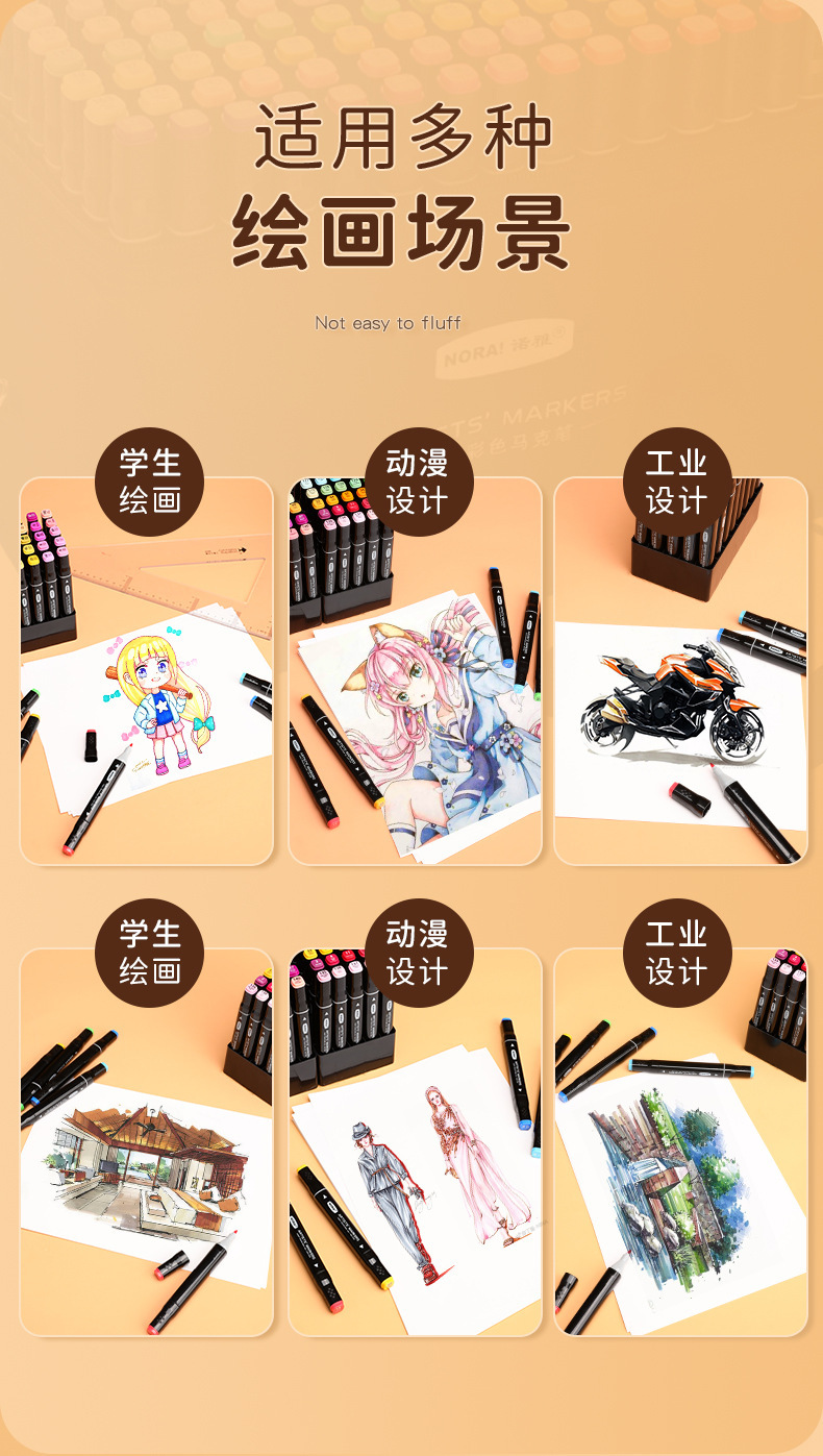 彩色双头马克笔套装儿童学生美术专用彩笔批发酒精油性画画马克笔详情25