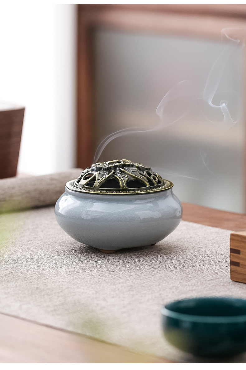 National trend business gift tea set, one pot, 4 cups, celadon Xi Shi pot, incense and sandalwood combination set, printed logo, annual meeting pic 11
