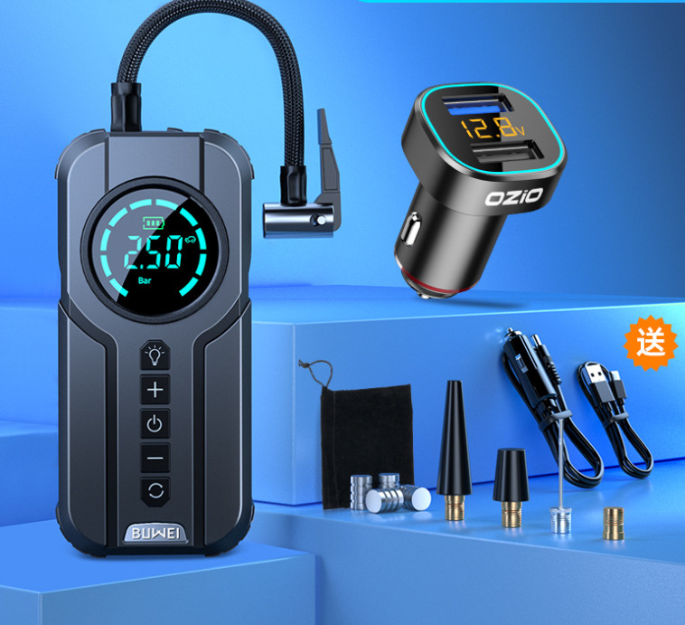 Portable wired and wireless air pump for vehicles pic 1