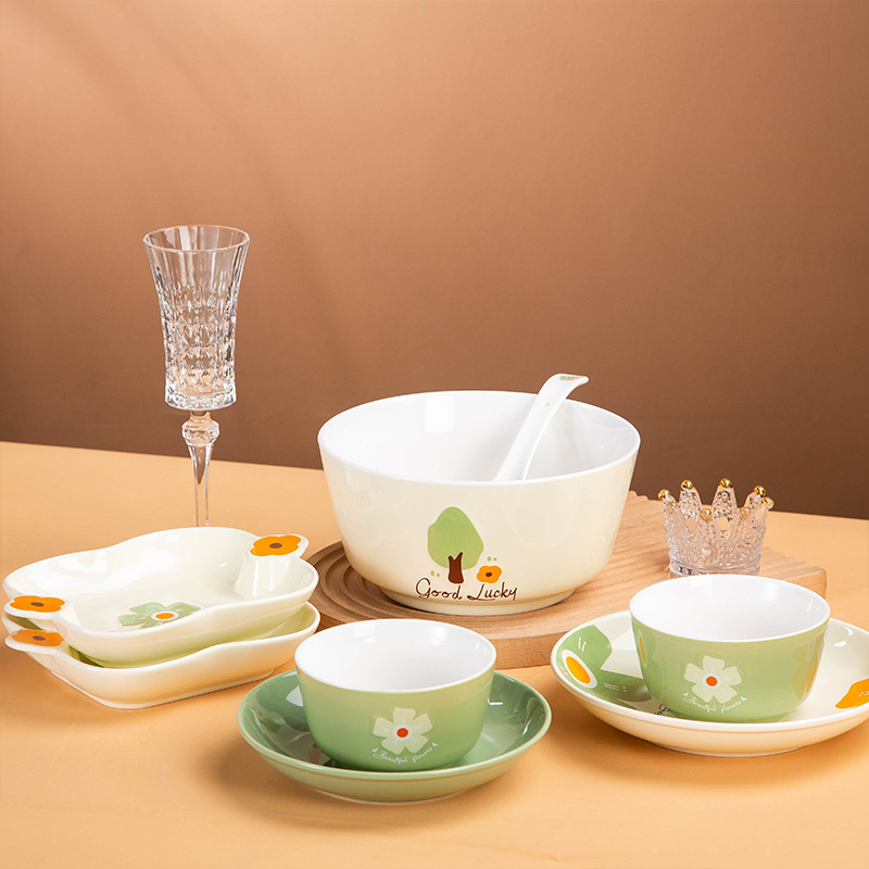 Jingdezhen Ceramic Tableware gift Box set: Japanese-style simple household bowls, plates, chopsticks, instant noodle bowls, soup bowls, ceramic bowls pic 3