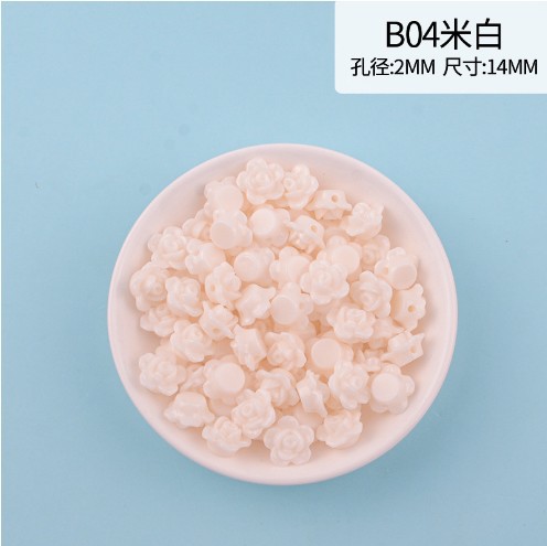 New macaron-colored camellia beads perforated solid rose loose beads diy beading material resin accessories pic 6