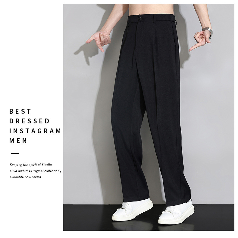 2024新款西裤男士夏季阔腿直筒宽松休闲长裤冰丝速干春秋西装裤子详情14