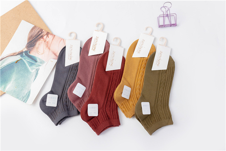 双针女士船袜 纯色日韩系学院风浅口女袜子全棉纯色百搭低帮棉袜详情8
