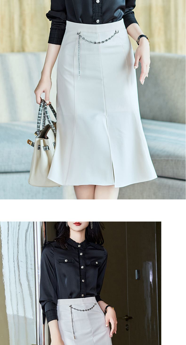 源头工厂 2023春装新款衬衫女长袖宽松雪纺衫黑色女士衬衣A2679详情13