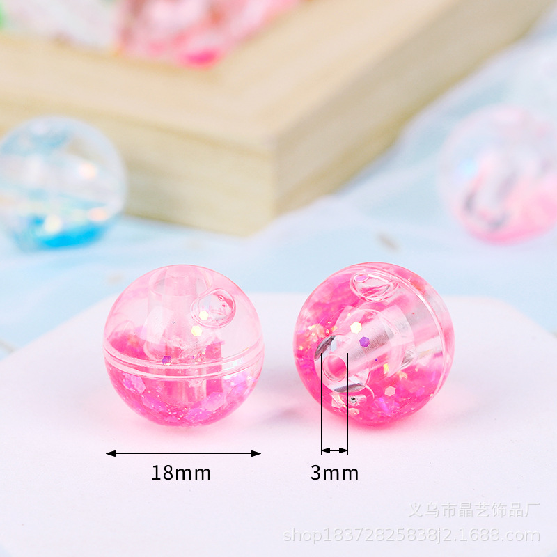 Acrylic straight-hole sand ball pendant, night light sheet perforated diy bracelet, mobile phone chain accessory material pic 1