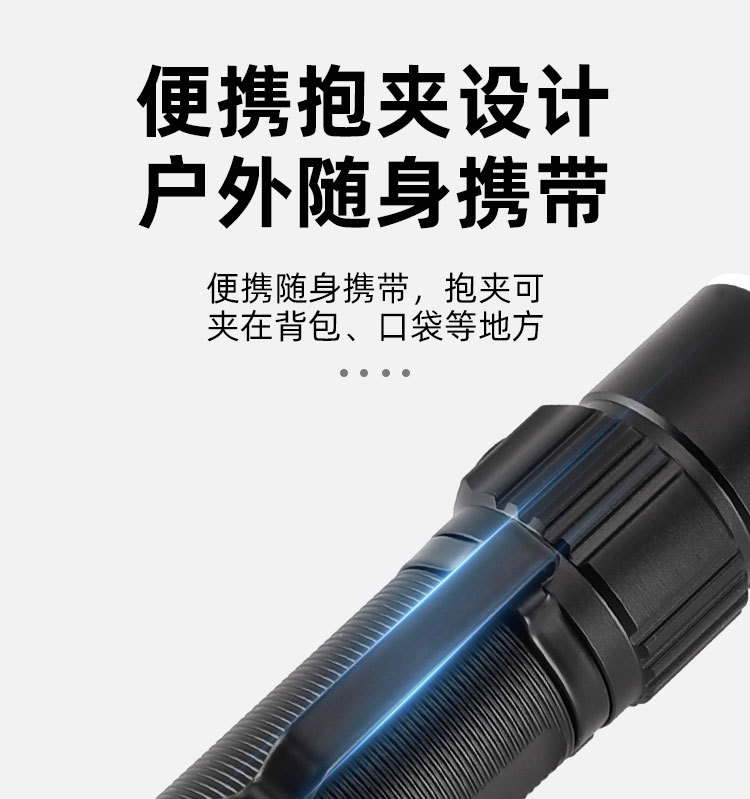 跨境输出LED强光远射USB充电三眼多功能夹帽灯超亮迷你便携小手电详情5