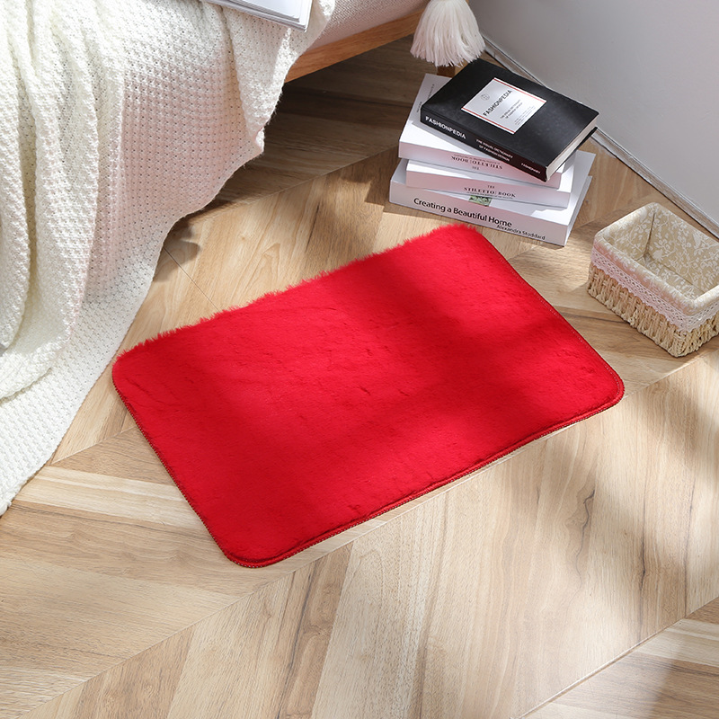 自主 品牌未提供 现代简约仿兔绒地毯地垫欧式素色方形吸水防滑欢迎光临家用地毯批发详情6