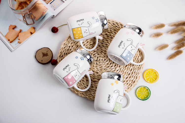 马克杯礼品创意水杯咖啡杯办公室杯 手柄 可爱兔子陶瓷杯详情8