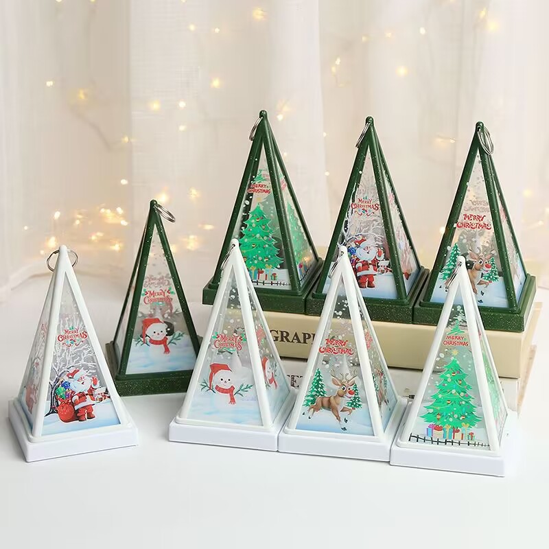 New Christmas decorations: Hand-held triangular wind lamps, night lights, pendants, LED electronic candles, candlestick lights pic 3