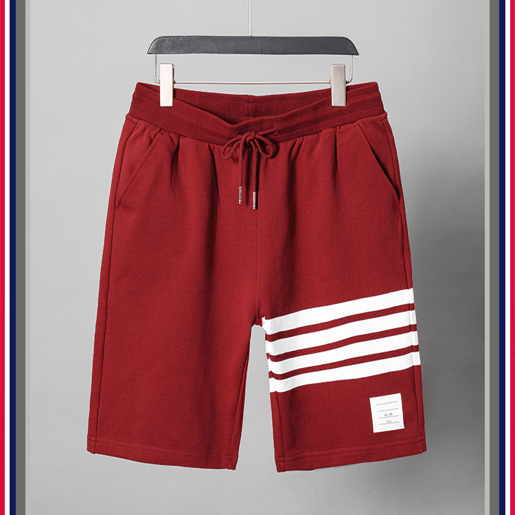 TB teñido teñido cuatro barras rayas moda hombre verano moda pantalones de algodón moda marca pantalones medios pantalones deportivos pantalones casuales hombres pic 44