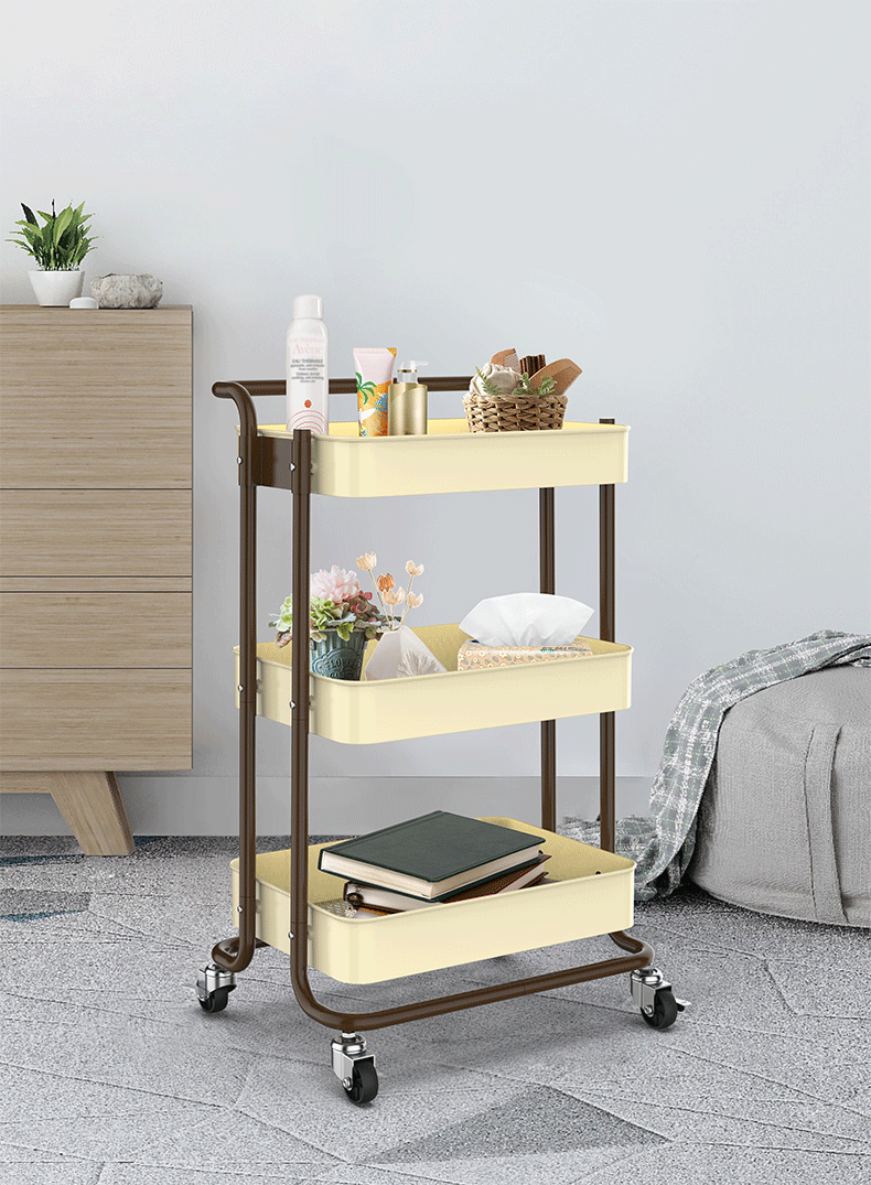 Mobile trolley, floor-standing, multi-level kitchen storage trolley, living room snack storage trolley, bathroom storage rack pic 21