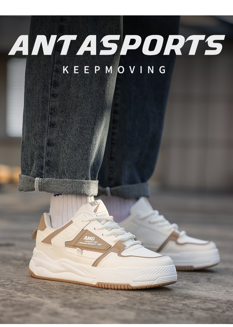 皮面透气小白鞋男2023春季新款防滑男鞋低帮厚底百搭休闲小众板鞋详情1