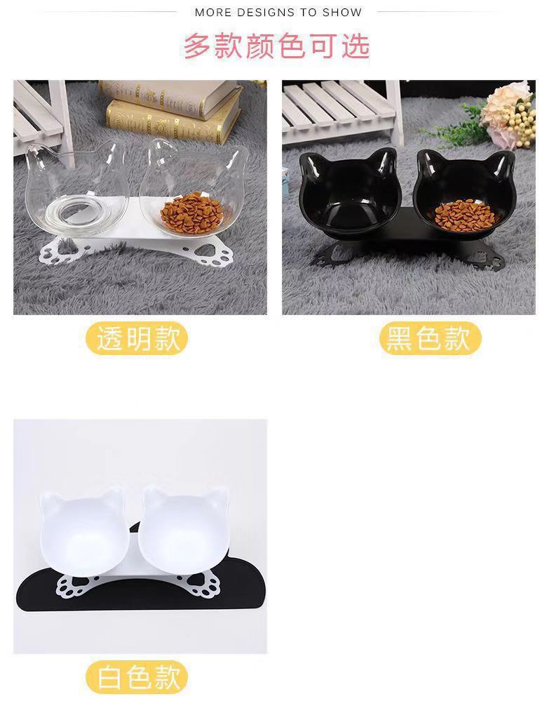 Pet cat and dog food bowl, cat ear and neck guard double bowl, tilted cat and dog food bowl, cat paw bottom double bowl manufacturer wholesale pic 13