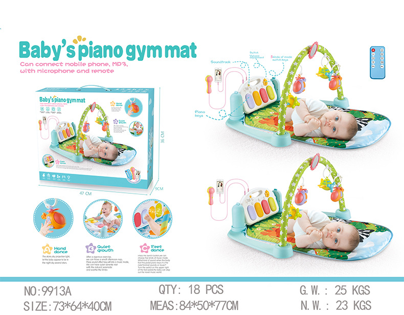 跨境婴儿脚踏琴 健身架 带话筒可连接手机游戏垫 游戏床详情1